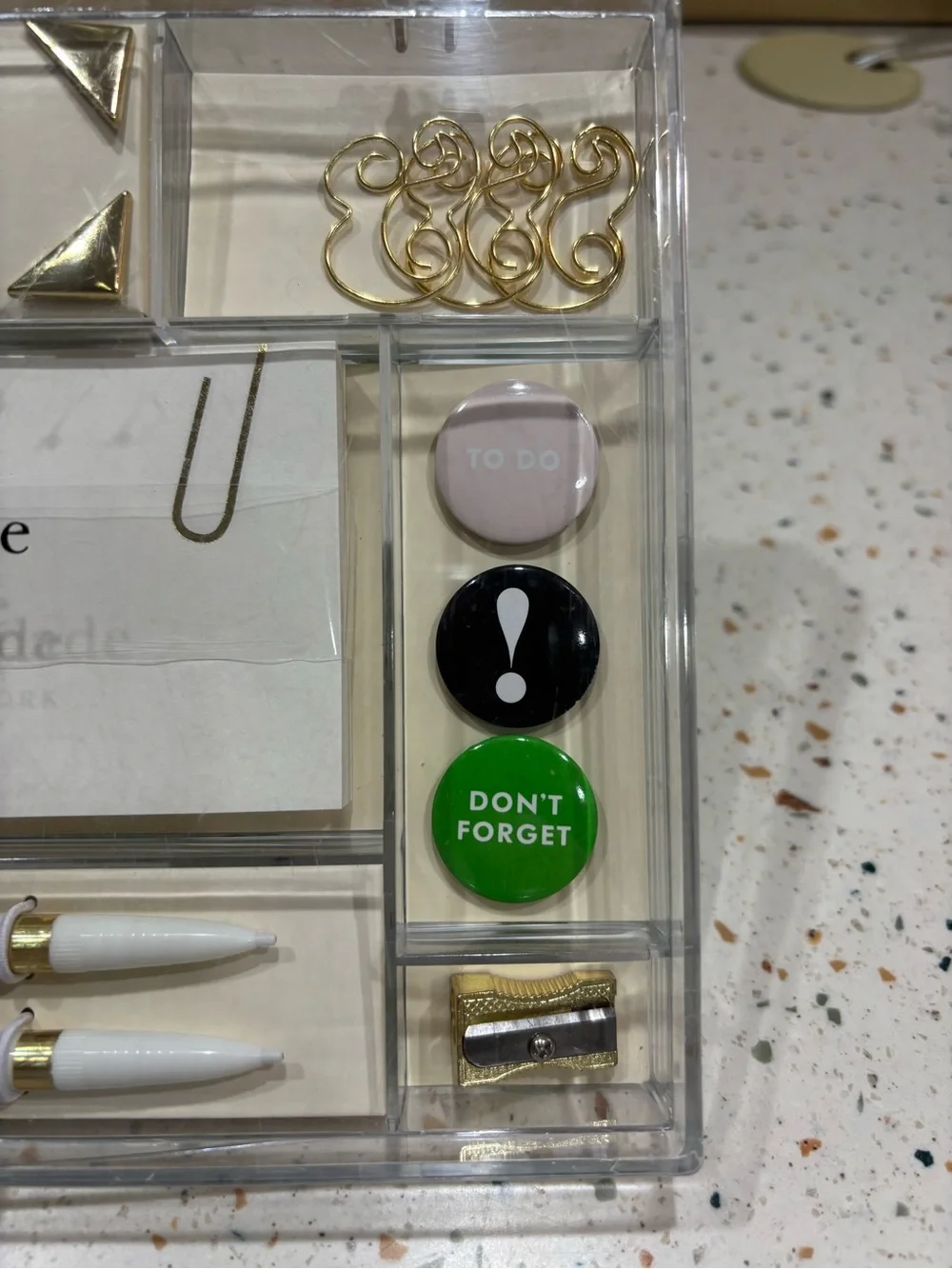 Kate Spade White & Gold Striped Pencil and Office Accessory Set